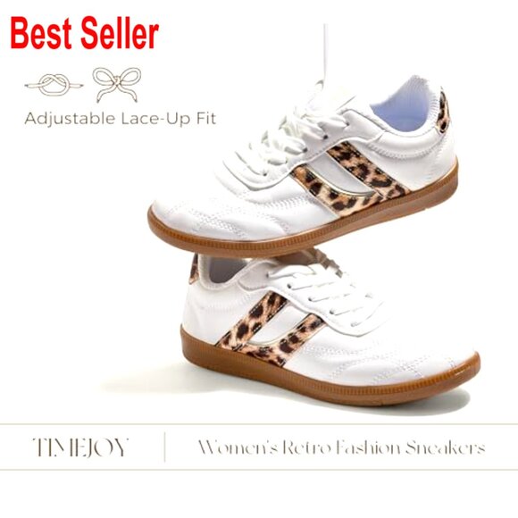 Retro Leather Sneakers with Gum Sole, Non-Slip Cushion for Streetwear - Picture 5 of 7